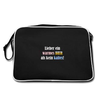 Warmes Bier - Retro Tasche - Schwarz/Weiß - Hinten