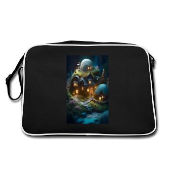 Paysage fantastique de chalet miniature confortable - Sac Retro - noir/blanc - Dos