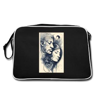 Visages de couple abstraits à l’encre - Sac Retro - noir/blanc - Dos