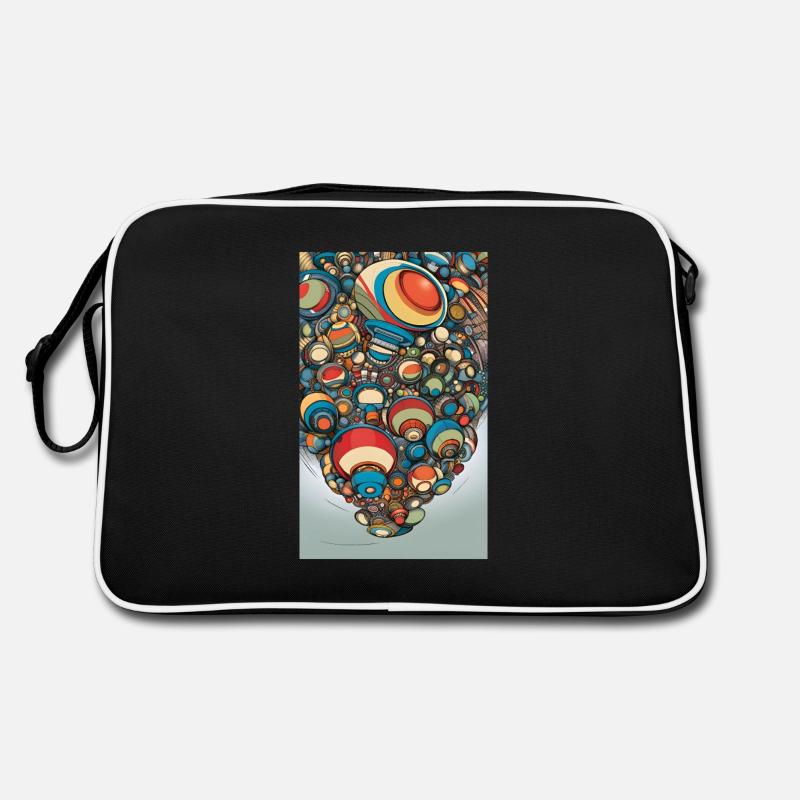 Abstrakte Karikatur von Tech-Sphären - Retro Tasche - Schwarz/Weiß