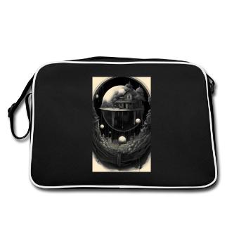 Surreale Heimat des Graus - Retro Tasche - Schwarz/Weiß - Hinten