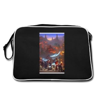 Surrealistic family landscape scene - Retro Bag - black/white - Back
