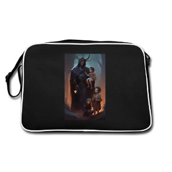 Medieval fantasy guarding father scene - Retro Bag - black/white - Back