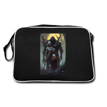Dunkles Fantasy-Familienporträt - Retro Tasche - Schwarz/Weiß - Hinten