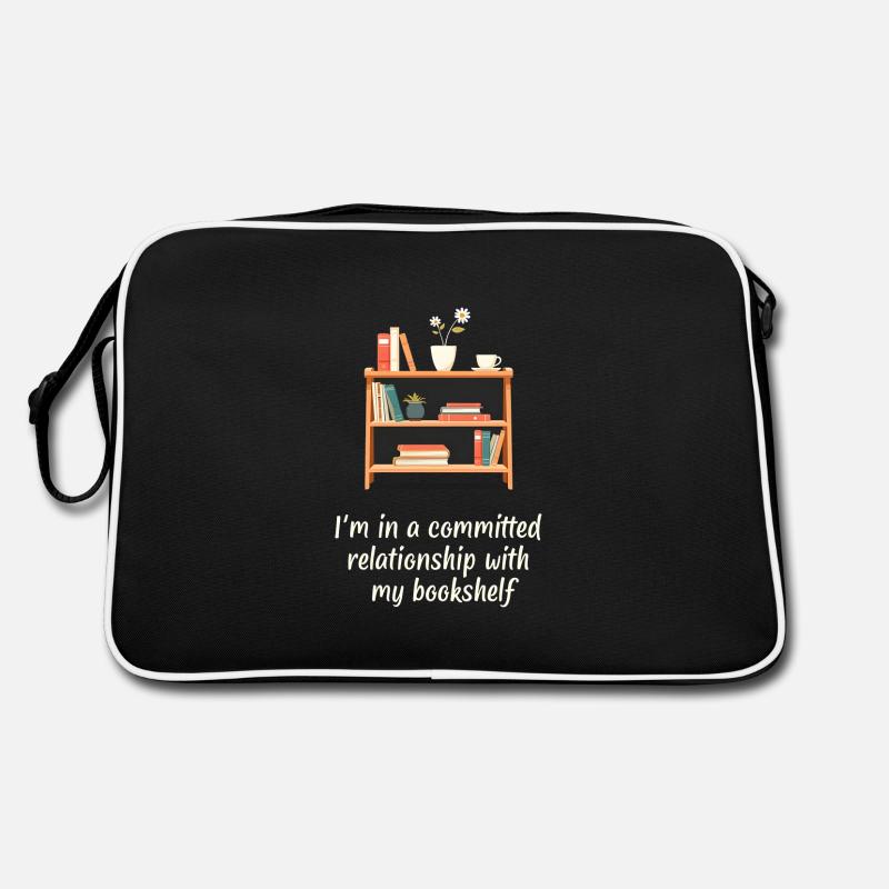 I'm in a committed relationship with my bookshelf Retro Tasche