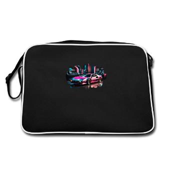Retro Synthwave Sports Car - Retro Bag - black/white - Back