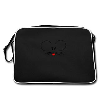 Mouse with red heart-nose. sweet - Retro Bag - black/white - Back