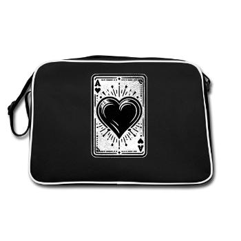 Herz Ass Karte - Retro Tasche - Schwarz/Weiß - Hinten