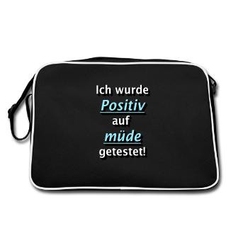 Tested positive for Tired! - Retro Bag - black/white - Back