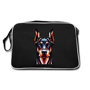 Doberman géométrique : Pièce d’Art canine angulaire - Sac Retro - noir/blanc - Dos