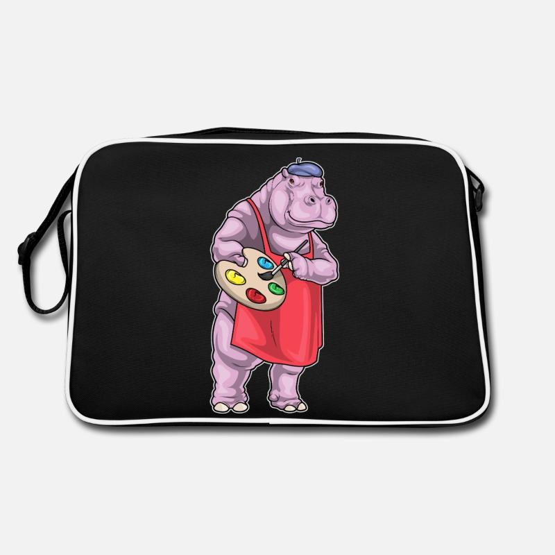 Nilpferd Maler Pinsel Malen Retro Tasche