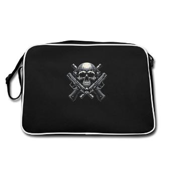 Ironclad Guardian: Crossed Pistols and Skull - Retro Bag - black/white - Back