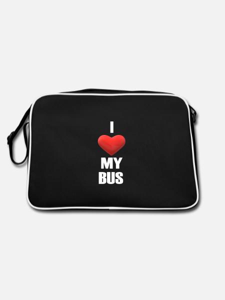 Ich liebe meinen Bus - Retro Tasche - Schwarz/Weiß - Hinten