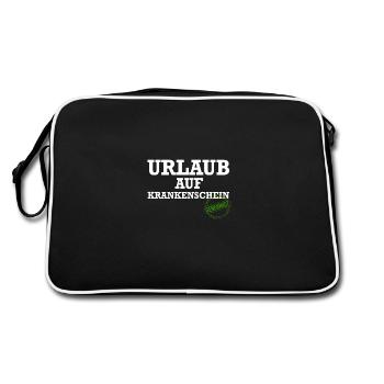 Krankgeschrieben Arbeitskollegen Gelber Schein - Retro Tasche - Schwarz/Weiß - Hinten