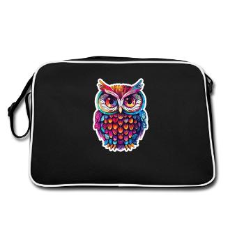 hibou mignon mascotte kawaii - Sac Retro - noir/blanc - Dos