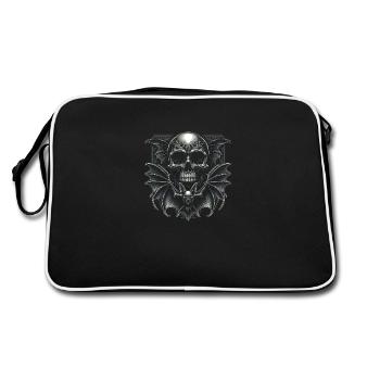 Dark Wings : Crâne et chauve-souris - Sac Retro - noir/blanc - Dos