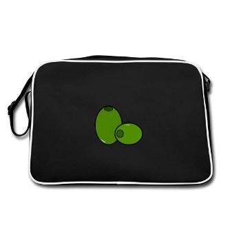 Olives Design | two green olives - Retro Bag - black/white - Back