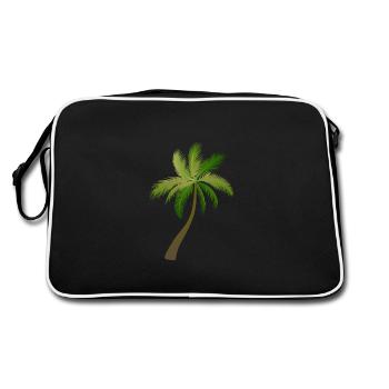 palm tree palm trees 23053 S - Retro Bag - black/white - Back