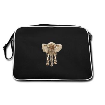 Éléphant de face - Sac Retro - noir/blanc - Dos