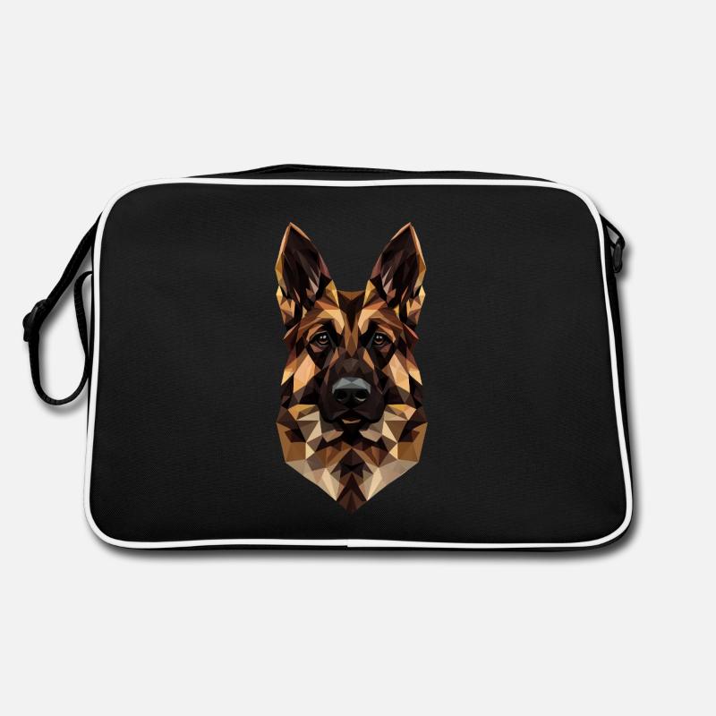 German Shepherd Low Poly Design Retro Bag