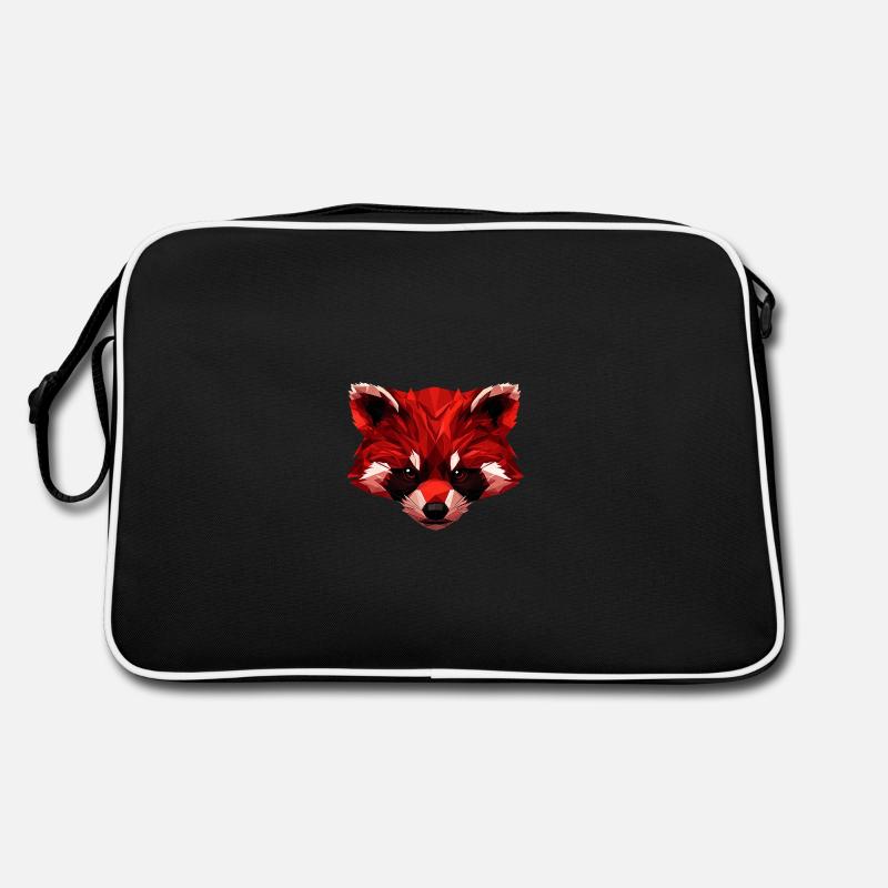 Roter Panda Low Poly Art Design Retro Tasche