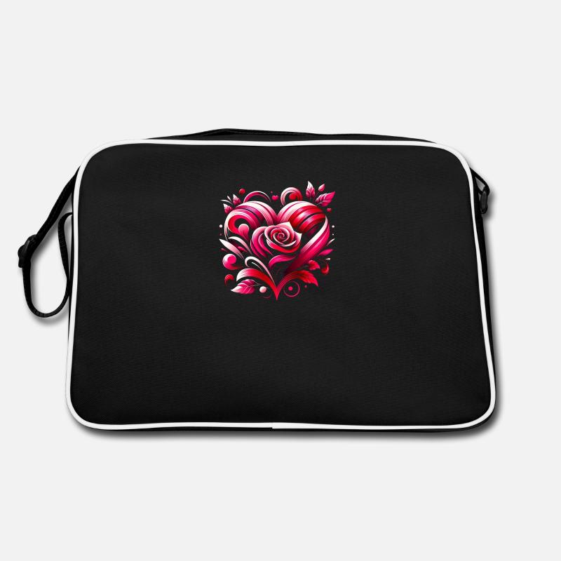 Ewige Blüte der Liebe - Retro Tasche - Schwarz/Weiß