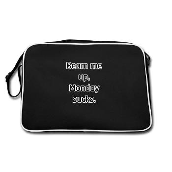Beam Me Up – Monday Sucks - Retro Bag - black/white - Back