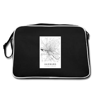 Hamburg Map City Map Citymap Map - Retro Bag - black/white - Back
