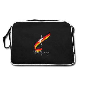 Team Germany mit Tänzerin und Flagge Backprint - Retro Tasche - Schwarz/Weiß - Hinten