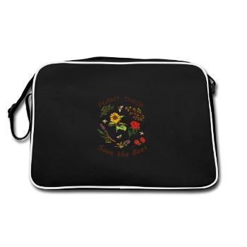 Rettet die Bienen - Save the Bees - Bienen - Retro Tasche - Schwarz/Weiß - Hinten