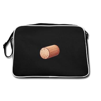 Rustic Wooden Log Illustration - Retro Bag - black/white - Back