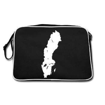 Schweden Landkarte Umriss Urlaub Aufkleber weiß - Retro Tasche - Schwarz/Weiß - Hinten