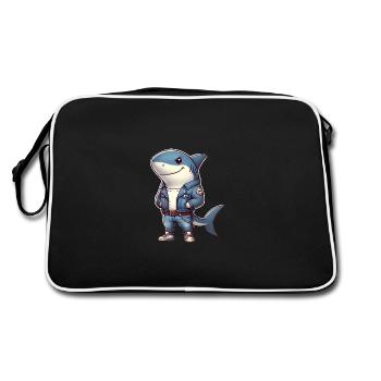 Cool Shark dans un design de veste en jean - Sac Retro - noir/blanc - Dos