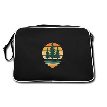 Retro Wilderness Evergreen Sunset - Retro Bag - black/white - Back