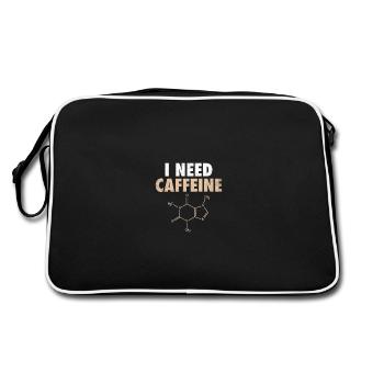 I Need Caffeine Kaffee Kaffeetrinker Witz - Retro Tasche - Schwarz/Weiß - Hinten