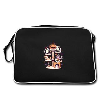 Arbre à chat d’Halloween avec de mignons chatons - Sac Retro - noir/blanc - Dos