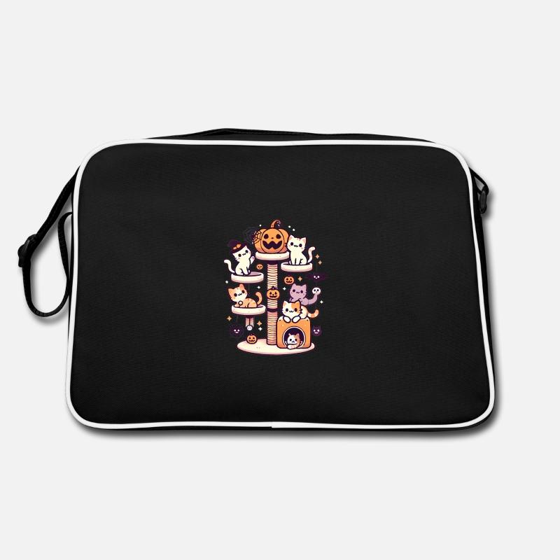 Arbre à chat d’Halloween avec de mignons chatons Sac Retro