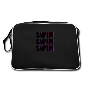 SWIM SWIM SWIM DESIGN GESCHENK SCHWIMMER SCHWIMMEN - Retro Tasche - Schwarz/Weiß - Hinten