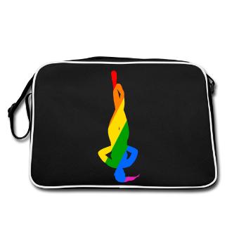 Bunte Kopfstand-Pose im Yoga - Retro Tasche - Schwarz/Weiß - Hinten