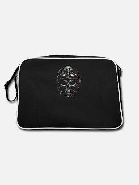Pilotenschädel Pilot - Retro Tasche - Schwarz/Weiß - Hinten