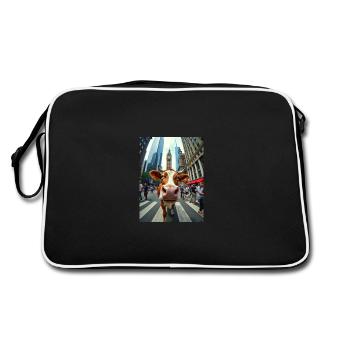 Funny Cow Selfie on a Busy City Street - Retro Bag - black/white - Back
