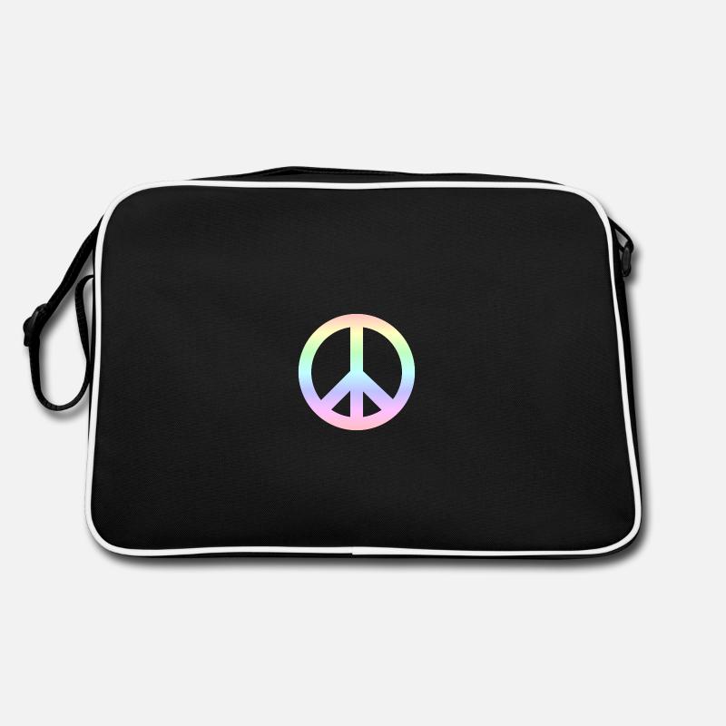 Peace-Zeichen - Retro Tasche - Schwarz/Weiß