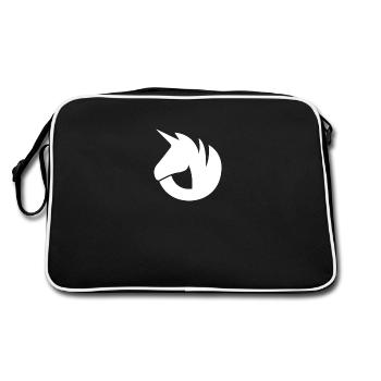 UniCon / Unision Einhorn-Logo, Weiss - Retro Tasche - Schwarz/Weiß - Hinten