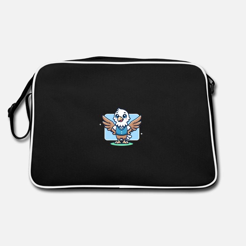 Cheerful Cartoon Eagle in Blue Vest Retro Bag