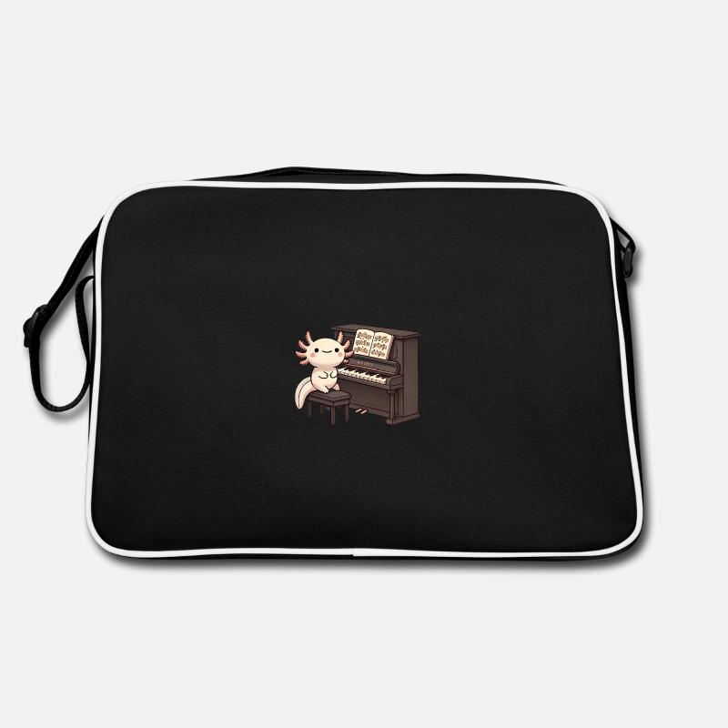 Adorable Axolotl Piano Player Design Retro Bag