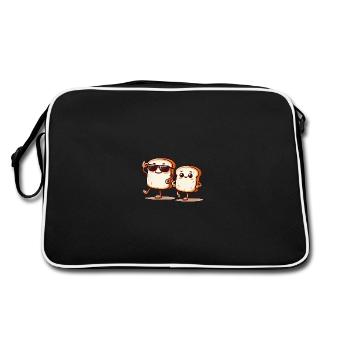 Cooles Gluten Brot Duo Cartoon Design - Retro Tasche - Schwarz/Weiß - Hinten