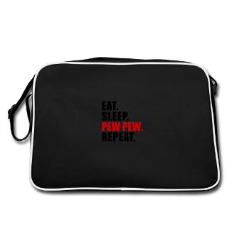 EAT SLEEP PEW PEW REPEAT GIFT GAMER eSPORTS - Retro Bag - black/white - Back