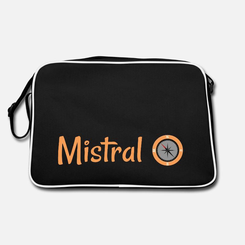 Mistral und Kompass: Navigation Navi Wind - Retro Tasche - Schwarz/Weiß