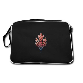 Rustic Autumn Leaf Illustration - Retro Bag - black/white - Back