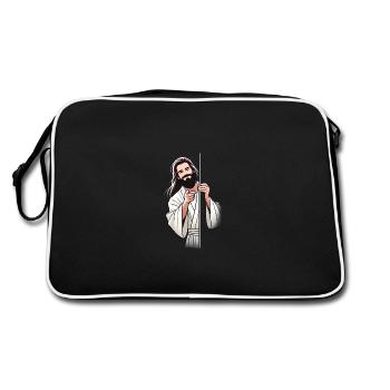 Friendly Bearded Man Pointing Design - Retro Bag - black/white - Back